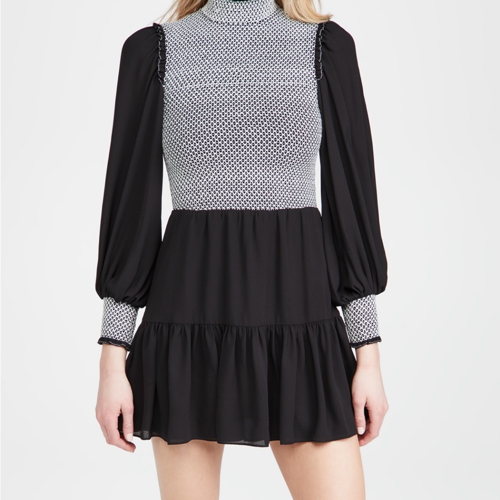 alice + olivia Elvira Smock Bodice Tiered Dress